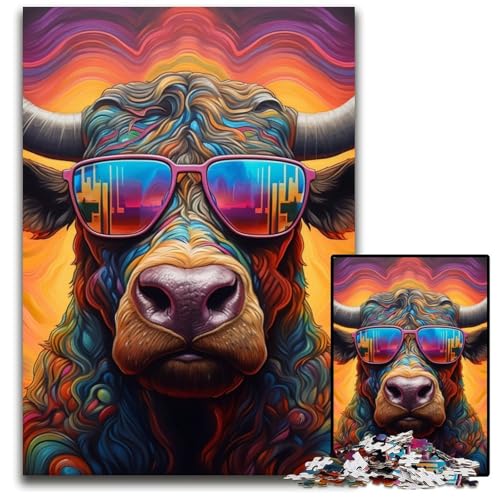 1000-teiliges Puzzle mit Tiermotiven von Büffeln für Erwachsene. Anspruchsvolles Denkspiel für Jugendliche, unterhaltsames interaktives Spiel für die ganze Familie, 50x75cm/19,68x29,52 Zoll von JIANGENNF
