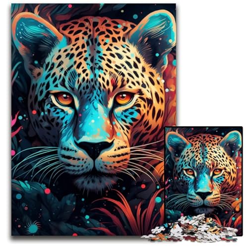 1000-teiliges Puzzle mit afrikanischem Leopardenmotiv für Erwachsene. Anspruchsvolles Denkspiel für Jugendliche, unterhaltsames interaktives Spiel für die ganze Familie, 26x38cm/10,23x14,96 Zoll von JIANGENNF