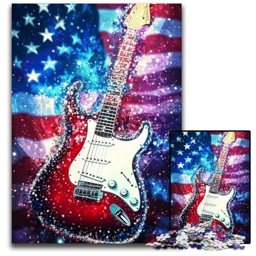 1000-teiliges Puzzle mit amerikanischer Flagge und Gitarre, Karton-Puzzle, Spiele, Spielzeug, Geschenk, stärkt die Liebe zwischen Paaren, für Kinder ab 14 Jahren, 26x38cm 1000-teiliges Puzzle mit amerikanischer Flagge und Gitarre, Karton-Puzzle, Spiele, Spielzeug, Geschenk, stärkt die Liebe zwischen Paaren, für Kinder ab 14 Jahren, 26x38cm von JIANGENNF
