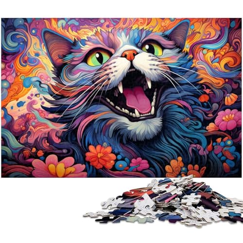 1000-teiliges Puzzle mit bunten Katzenmotiven für Erwachsene, Denkspiel, interaktives Familienspiel, geeignet für Kinder ab 14 Jahren, 26 x 38 cm / 10,23 x 14,96 Zoll 1000-teiliges Puzzle mit bunten Katzenmotiven für Erwachsene, Denkspiel, interaktives Familienspiel, geeignet für Kinder ab 14 Jahren, 26 x 38 cm / 10,23 x 14,96 Zoll von JIANGENNF