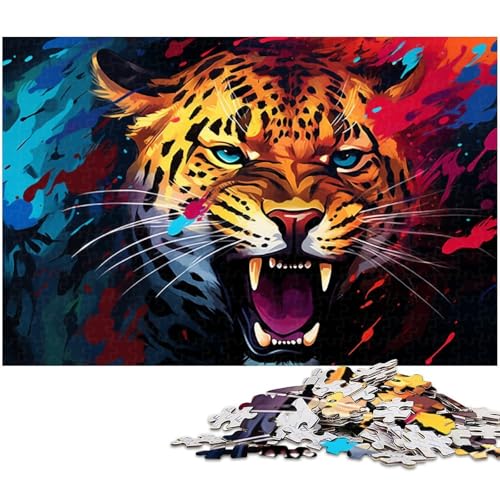 1000-teiliges Puzzle mit bunten Leopardenmotiven für Erwachsene, Denkspiel, interaktives Familienspiel, geeignet für Kinder ab 14 Jahren, 50 x 75 cm / 19,68 x 29,52 Zoll 1000-teiliges Puzzle mit bunten Leopardenmotiven für Erwachsene, Denkspiel, interaktives Familienspiel, geeignet für Kinder ab 14 Jahren, 50 x 75 cm / 19,68 x 29,52 Zoll von JIANGENNF