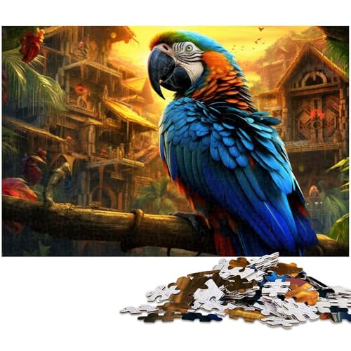 1000-teiliges Puzzle mit bunten Papageien für Erwachsene, Denkspiel, interaktives Familienspiel, geeignet für Kinder ab 14 Jahren, 26 x 38 cm / 10,23 x 14,96 Zoll von JIANGENNF