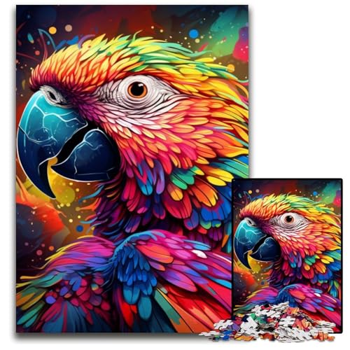 1000-teiliges Puzzle mit farbenfrohem Papageienmotiv für Erwachsene, anspruchsvolles Denkspiel für Jugendliche, unterhaltsames interaktives Spiel für die ganze Familie, 50x75cm/19,68x29,52 Zoll von JIANGENNF