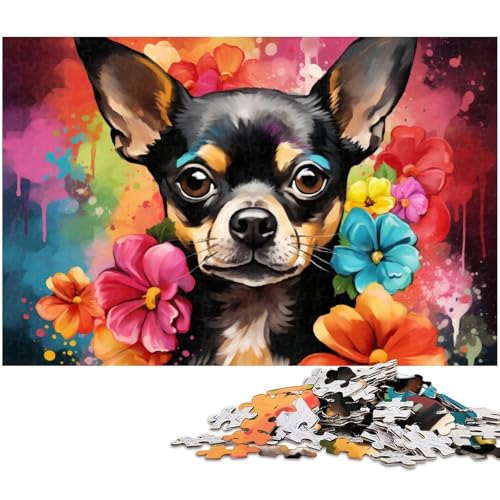 1000-teiliges Puzzle mit farbenfrohen Chihuahua-Puzzles für Erwachsene, Denkspiel, interaktives Familienspiel, geeignet für Kinder ab 14 Jahren, 50 x 75 cm / 19,68 x 29,52 Zoll 1000-teiliges Puzzle mit farbenfrohen Chihuahua-Puzzles für Erwachsene, Denkspiel, interaktives Familienspiel, geeignet für Kinder ab 14 Jahren, 50 x 75 cm / 19,68 x 29,52 Zoll von JIANGENNF