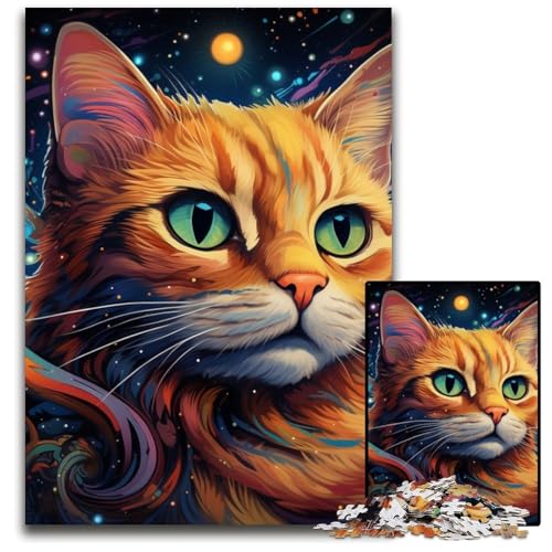 1000-teiliges Puzzle mit farbenfrohen Katzenmotiven für Erwachsene, anspruchsvolles Denkspiel für Jugendliche, unterhaltsames interaktives Spiel für die ganze Familie, 26x38cm/10,23x14,96 Zoll von JIANGENNF