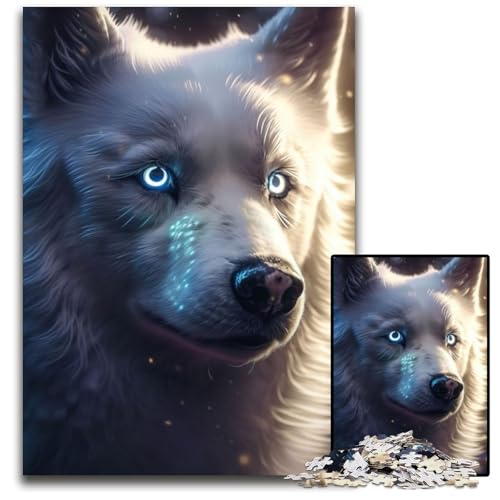 1000-teiliges Puzzle mit niedlichem Wolf, anspruchsvolles Denkspiel, Familienaktivität, Heimdekoration, 26x38cm/10,23x14,96 Zoll von JIANGENNF