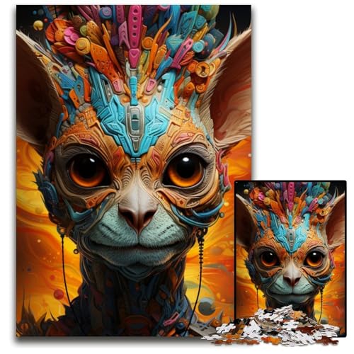 1000-teiliges Puzzle mit psychedelischem Tierlemur, anspruchsvolles Denkspiel, dekoratives DIY-Spiel, interaktives Familienspielzeug, 26x38cm/10,23x14,96 Zoll von JIANGENNF