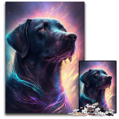 1000-teiliges Puzzle mit schwarzem Labrador für Erwachsene. Anspruchsvolles Denkspiel für Teenager, unterhaltsames interaktives Spiel für die ganze Familie, 50x75cm/19,68x29,52 Zoll von JIANGENNF