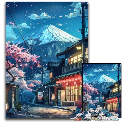 1000-teiliges Puzzle mit wunderschönem Berg Fuji, anspruchsvolles Denkspiel, dekoratives DIY-Spiel, interaktives Familienspielzeug, 50x75cm/19,68x29,52 Zoll von JIANGENNF