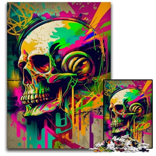 1000-teiliges Puzzle zum Malen von Skeletten, anspruchsvolle Puzzles, interaktives Familienspiel, Denksportaufgabe, Lernspielzeug, 50x75cm/19,68x29,52 Zoll von JIANGENNF