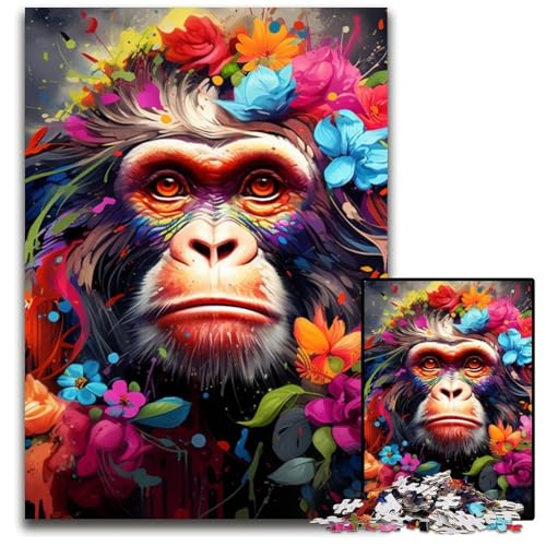 AFFE 1000-teiliges Puzzle, anspruchsvolle Puzzles, interaktives Familienspiel, Gehirn-Herausforderung, Lernspielzeug, 26x38cm/10,23x14,96 Zoll AFFE 1000-teiliges Puzzle, anspruchsvolle Puzzles, interaktives Familienspiel, Gehirn-Herausforderung, Lernspielzeug, 26x38cm/10,23x14,96 Zoll von JIANGENNF