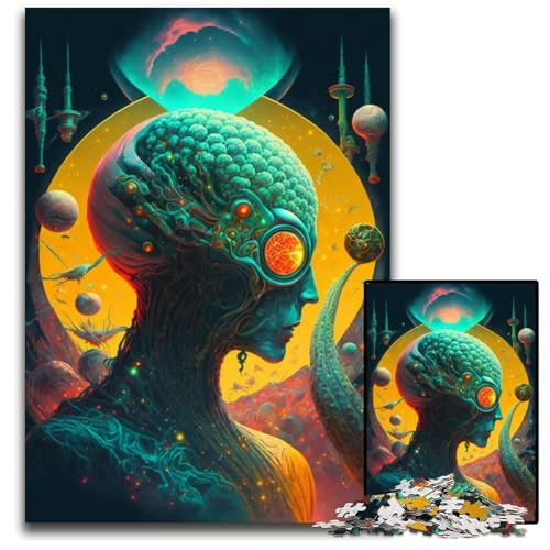 Aliens-Puzzle für Erwachsene, 1000 Teile, Papppuzzle, Weihnachten, Halloween, Ostern, Neujahr, 26x38cm/10,23x14,96 Zoll von JIANGENNF