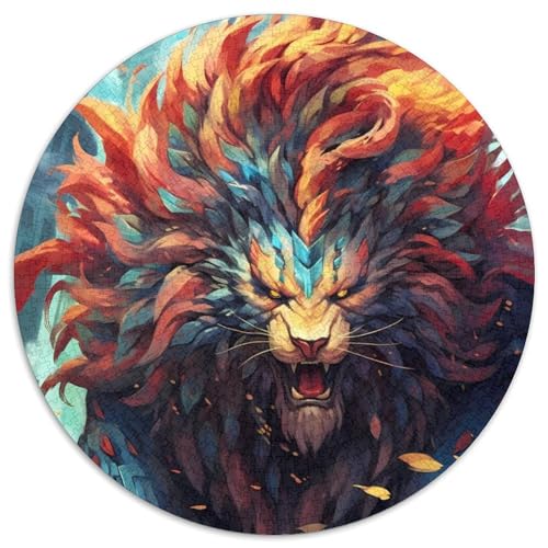 Allmächtiger Löwengott-Puzzle für Erwachsene, 1000 Teile, 1000-teiliges rundes Puzzle für Erwachsene, hochschwieriges Denkspiel für Teenager (Größe 67,5 x 67,5 cm) von JIANGENNF