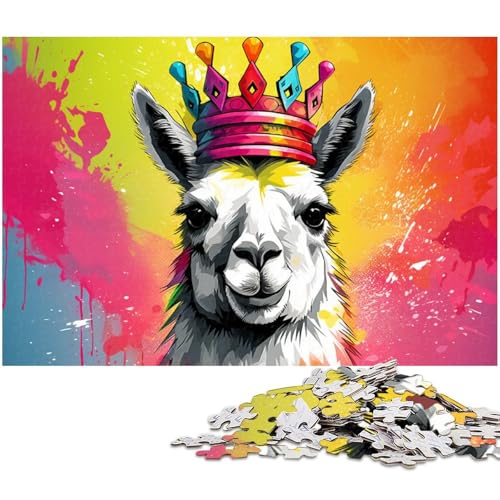 Alpaka mit Krone, 1000-teiliges Puzzle für Erwachsene, Heimaktivität für Feiertage, Geburtstage und Familienspieleabende, 50 x 75 cm / 19,68 x 29,52 Zoll Alpaka mit Krone, 1000-teiliges Puzzle für Erwachsene, Heimaktivität für Feiertage, Geburtstage und Familienspieleabende, 50 x 75 cm / 19,68 x 29,52 Zoll von JIANGENNF