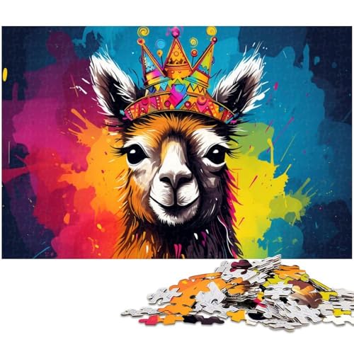 Alpaka mit Krone, 1000-teiliges Puzzle für Erwachsene, schwierige Rätsel für Erwachsene, anspruchsvolles Denkspiel für Teenager, Spaß für den Familienspielabend, 26 x 38 cm / 10,23 x 14,96 Zoll Alpaka mit Krone, 1000-teiliges Puzzle für Erwachsene, schwierige Rätsel für Erwachsene, anspruchsvolles Denkspiel für Teenager, Spaß für den Familienspielabend, 26 x 38 cm / 10,23 x 14,96 Zoll von JIANGENNF