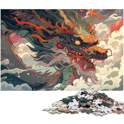 Anime Chinesischer Drache Puzzle 1000 Teile für Erwachsene, Puzzle perfekt für Teenager und Sammler, ideale Heimdekoration und Reisegeschenk, 26 x 38 cm / 10,23 x 14,96 Zoll von JIANGENNF
