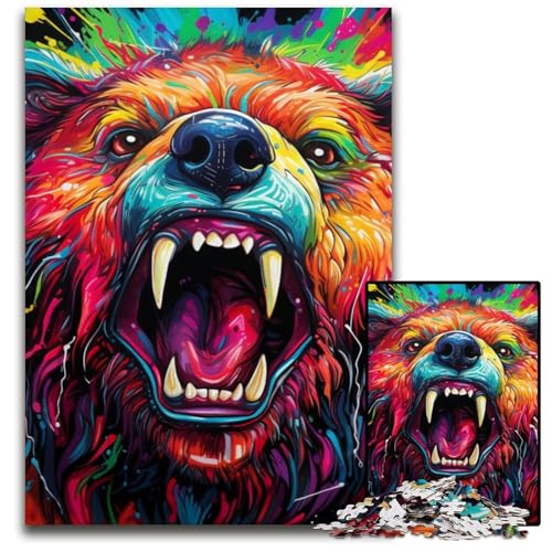 Art Animal Bear 1000-teiliges Puzzle für Erwachsene, Holzpuzzle für Teenager und Familienspaß – DIY-Denkspiel als Geschenk, 50x75cm/19,68x29,52 Zoll Art Animal Bear 1000-teiliges Puzzle für Erwachsene, Holzpuzzle für Teenager und Familienspaß – DIY-Denkspiel als Geschenk, 50x75cm/19,68x29,52 Zoll von JIANGENNF