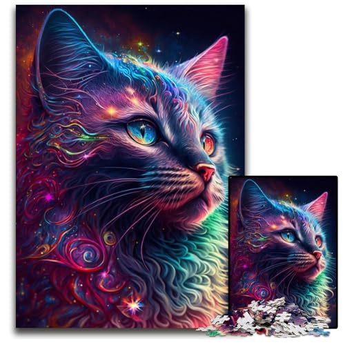 Art Cat 1000-teiliges Puzzle aus Holz für Erwachsene für Reiseliebhaber und Paare, anspruchsvolles Spielzeug, 50x75cm/19,68x29,52 Zoll von JIANGENNF