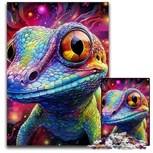 Art Chameleon Puzzle 1000 Teile, Papppuzzle, Weihnachten, Halloween, Ostern, Neujahr, 26x38cm/10,23x14,96 Zoll von JIANGENNF