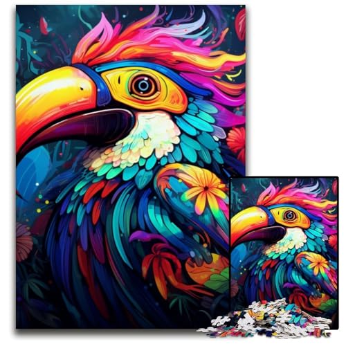 Art Toucans Puzzle 1000 Teile, Papppuzzle, Weihnachten, Halloween, Ostern, Neujahr, 26x38cm/10,23x14,96 Zoll von JIANGENNF