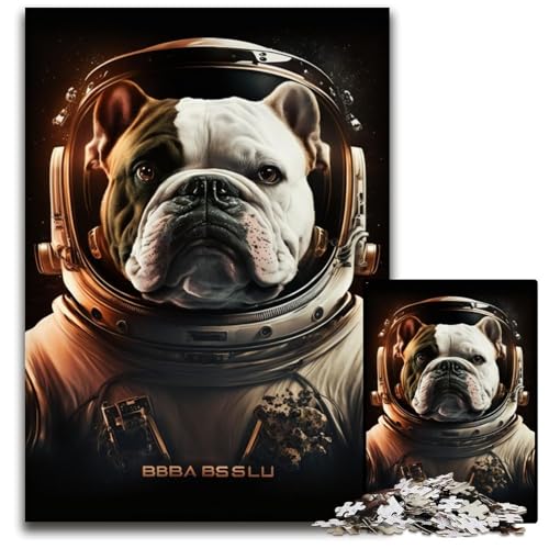 Astronaut Bulldog 1000-teiliges Puzzle Puzzles für Erwachsene Herausforderndes Denkspiel - Entspannendes Spielzeug für Teenager 50x75cm/19,68x29,52 Zoll von JIANGENNF