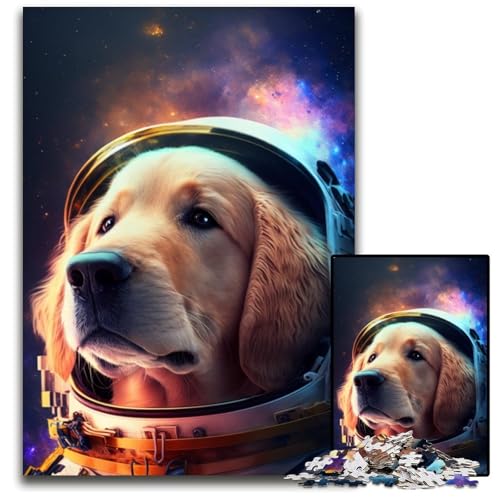 Astronaut Dog 1000-teiliges Puzzle aus Pappe, Puzzle für Erwachsene, interaktives Familienspiel, Denksportaufgabe, Lernspielzeug, 26x38cm/10,23x14,96 Zoll von JIANGENNF