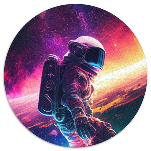 Astronaut Surft im Weltraum, Puzzle für Erwachsene, 1000 Teile, pädagogisches Denkspiel, künstlerische Heim- und Bürodekoration, ab 14 Jahren (Größe 67,5 x 67,5 cm) von JIANGENNF