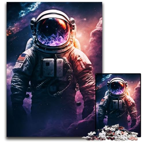 Astronaut im Weltraum. Puzzle 1000 Teile, Holzpuzzle, Weihnachten, Halloween, Ostern, Neujahr, 50x75cm/19,68x29,52 Zoll von JIANGENNF