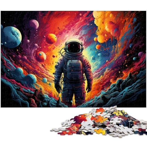 Astronaut im farbenfrohen Universum, 1000-teiliges Puzzle, Holzpuzzle, DIY-Dekoration, Gehirn-Herausforderung, für Erwachsene, Familie, 50 x 75 cm / 19,68 x 29,52 Zoll Astronaut im farbenfrohen Universum, 1000-teiliges Puzzle, Holzpuzzle, DIY-Dekoration, Gehirn-Herausforderung, für Erwachsene, Familie, 50 x 75 cm / 19,68 x 29,52 Zoll von JIANGENNF