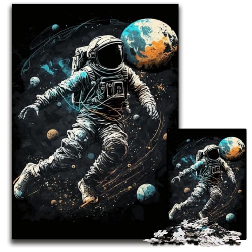 Astronaut spielt Fußball, Puzzle für Erwachsene, 1000 Teile, anspruchsvolle Puzzles, anspruchsvolles Denkspiel für Teenager, Spaß für den Spieleabend mit der Familie, 26x38cm/10,23x14,96 Zoll von JIANGENNF