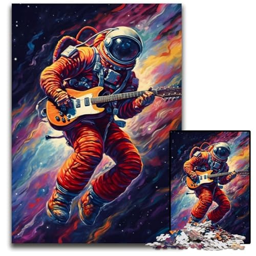 Astronaut spielt Gitarre, 1000-teiliges Holzpuzzle für Erwachsene, zum Entspannen und Herausfordern, farbenfrohe Heimdekorationskunst, Freunde, 50x75cm/19,68x29,52 Zoll Astronaut spielt Gitarre, 1000-teiliges Holzpuzzle für Erwachsene, zum Entspannen und Herausfordern, farbenfrohe Heimdekorationskunst, Freunde, 50x75cm/19,68x29,52 Zoll von JIANGENNF