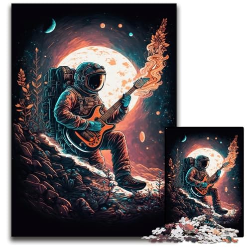 Astronaut spielt Gitarre, Puzzle für Erwachsene, 1000-teiliges Holzpuzzle für Erwachsene für Feiertage, Geburtstage und Familienspieleabende, 50x75cm/19,68x29,52 Zoll Astronaut spielt Gitarre, Puzzle für Erwachsene, 1000-teiliges Holzpuzzle für Erwachsene für Feiertage, Geburtstage und Familienspieleabende, 50x75cm/19,68x29,52 Zoll von JIANGENNF