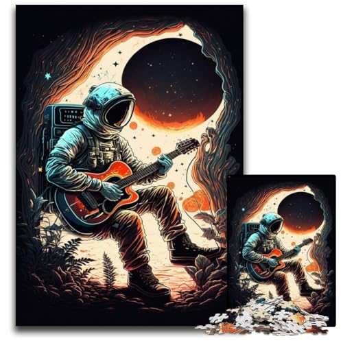 Astronaut spielt Gitarre, Puzzle für Erwachsene, 1000-teiliges Holzpuzzle für Erwachsene für Teenager, Familienspieleabend, hirnfordernde Geschenkidee, 50x75cm/19,68x29,52 Zoll Astronaut spielt Gitarre, Puzzle für Erwachsene, 1000-teiliges Holzpuzzle für Erwachsene für Teenager, Familienspieleabend, hirnfordernde Geschenkidee, 50x75cm/19,68x29,52 Zoll von JIANGENNF