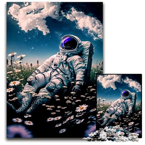 Astronaut und Blume, 1000-teiliges Puzzle, Holzpuzzle, Denkspiel für Jugendliche und Familieninteraktion, 50x75cm/19,68x29,52 Zoll Astronaut und Blume, 1000-teiliges Puzzle, Holzpuzzle, Denkspiel für Jugendliche und Familieninteraktion, 50x75cm/19,68x29,52 Zoll von JIANGENNF