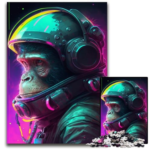 Astronauten-AFFE-Puzzles für 1000 Teile, interaktives Familienspiel, Denksportaufgabe, Lernspielzeug, 50x75cm/19,68x29,52 Zoll von JIANGENNF