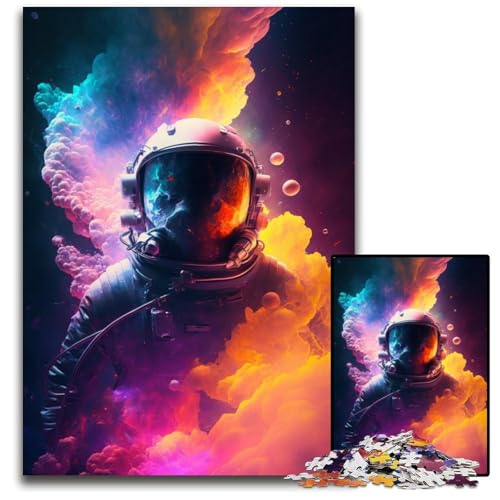 Astronauten-Puzzle, 1000 Teile, Holzpuzzle für Erwachsene, für Reiseliebhaber und Paare, anspruchsvolles Spielzeug, 50x75cm/19,68x29,52 Zoll von JIANGENNF