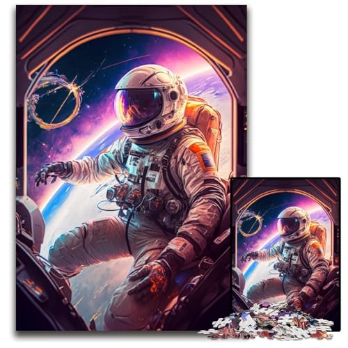 Astronauten-Puzzle, 1000 Teile, Holzpuzzle für Erwachsene, für Reiseliebhaber und Paare, anspruchsvolles Spielzeug, 50x75cm/19,68x29,52 Zoll von JIANGENNF