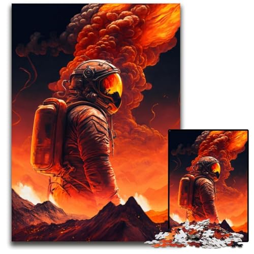 Astronauten-Puzzle 1000 Teile für Erwachsene, Holzpuzzle für Erwachsene, anspruchsvolles Denkspiel – entspannendes Spielzeug für Teenager, 50x75cm/19,68x29,52 Zoll von JIANGENNF