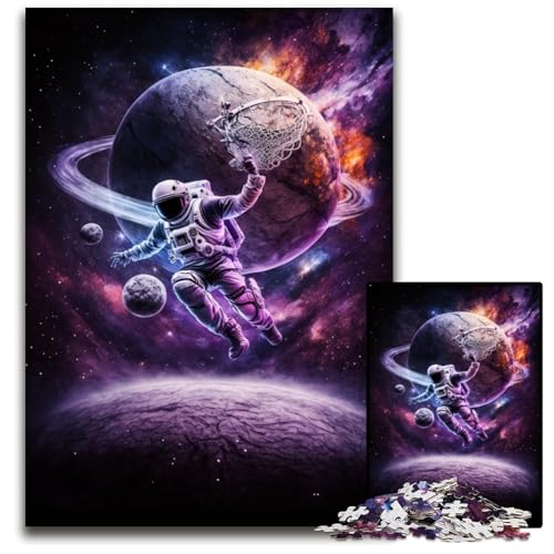 Astronauten Spielen Basketball, 1000-teiliges Puzzle, Puzzle für Erwachsene, anspruchsvolles Denkspiel, entspannendes Spielzeug für Teenager, 50x75cm/19,68x29,52 Zoll von JIANGENNF