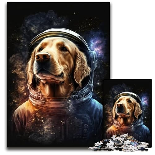Astronautenhund, 1000-teiliges Puzzle aus Pappe für Erwachsene, für Reiseliebhaber und Paare, anspruchsvolles Spielzeug, 26x38cm/10,23x14,96 Zoll von JIANGENNF