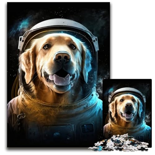 Astronautenhund-Puzzle für Erwachsene, 1000 Teile, Papppuzzle, Weihnachten, Halloween, Ostern, Neujahr, 26x38cm/10,23x14,96 Zoll von JIANGENNF