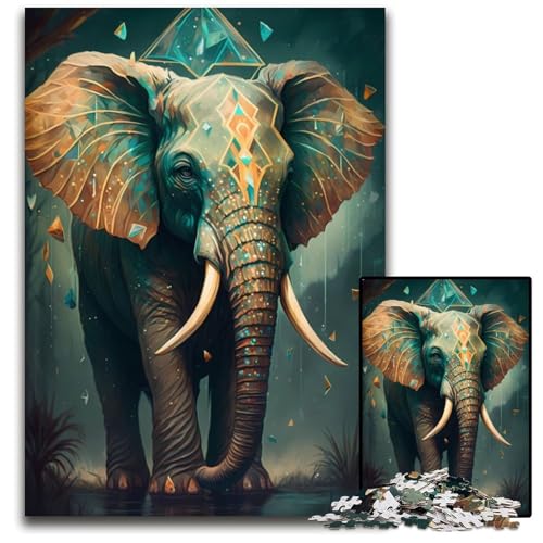 Attraktives Elefanten-Puzzle mit 1000 Teilen für Erwachsene. Anspruchsvolles Denkspiel – Entspannendes Spielzeug für Teenager, 26x38cm/10,23x14,96 Zoll von JIANGENNF