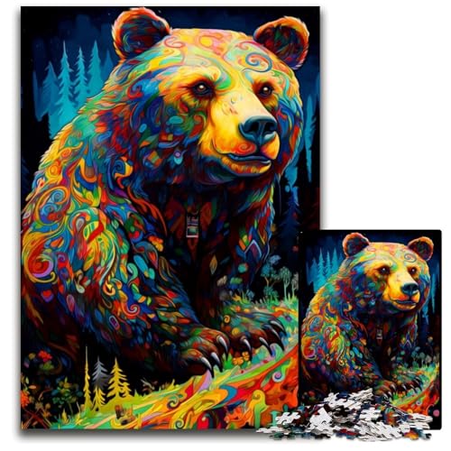 Bären-Puzzle, 1000 Teile, Puzzle für Erwachsene, anspruchsvolles Denkspiel, entspannendes Spielzeug für Teenager, 50x75cm/19,68x29,52 Zoll von JIANGENNF