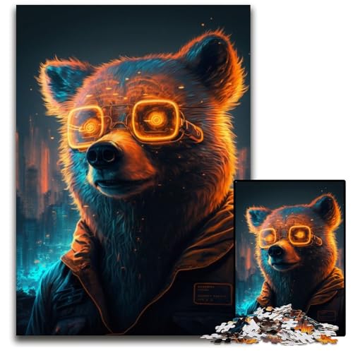 Bären-Puzzle, 1000 Teile, für Erwachsene, anspruchsvolles Denkspiel, entspannendes Spielzeug für Teenager, 26x38cm/10,23x14,96 Zoll von JIANGENNF