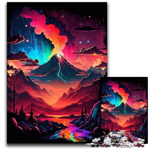 Berglandschaft-Puzzle für Erwachsene, 1000 Teile, Papppuzzle, Weihnachten, Halloween, Ostern, Neujahr, 26x38cm/10,23x14,96 Zoll von JIANGENNF
