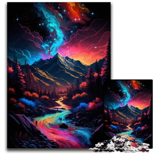 Berglandschafts-Puzzles für 1000-teilige Puzzles, interaktives Familienspiel, Gehirn-Herausforderung, Lernspielzeug, 26x38cm/10,23x14,96 Zoll von JIANGENNF