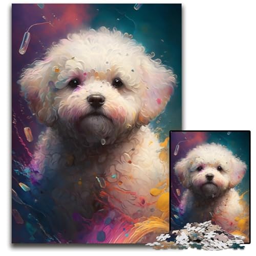 Bichon Frisé-Hundepuzzle für 1000 Teile aus Pappe, Puzzle für Erwachsene, Geburtstage, Feiertage, ideal für Weihnachten, 26x38cm/10,23x14,96 Zoll Bichon Frisé-Hundepuzzle für 1000 Teile aus Pappe, Puzzle für Erwachsene, Geburtstage, Feiertage, ideal für Weihnachten, 26x38cm/10,23x14,96 Zoll von JIANGENNF