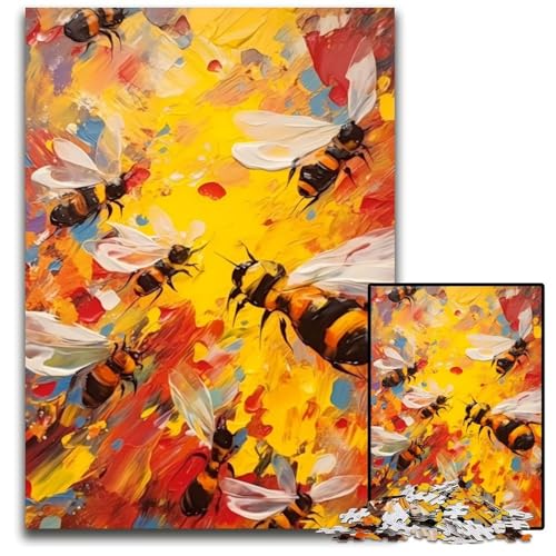 Bienenmalerei-Puzzle, 1000 Teile, Holzpuzzle, Weihnachten, Halloween, Ostern, Neujahr, 50x75cm/19,68x29,52 Zoll Bienenmalerei-Puzzle, 1000 Teile, Holzpuzzle, Weihnachten, Halloween, Ostern, Neujahr, 50x75cm/19,68x29,52 Zoll von JIANGENNF
