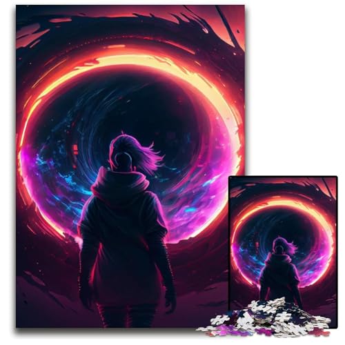 Black Hole Art Puzzle für Erwachsene, 1000 Teile, Holzpuzzle für Feiertage, Geburtstage und Familienspieleabende, 50x75cm/19,68x29,52 Zoll von JIANGENNF