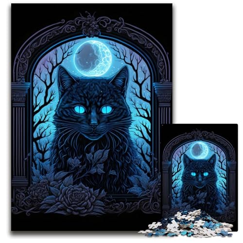 Black Light Cat 1000-teiliges Puzzle aus Holz, Denkspiel für Jugendliche und Familieninteraktion, 50x75cm/19,68x29,52 Zoll Black Light Cat 1000-teiliges Puzzle aus Holz, Denkspiel für Jugendliche und Familieninteraktion, 50x75cm/19,68x29,52 Zoll von JIANGENNF